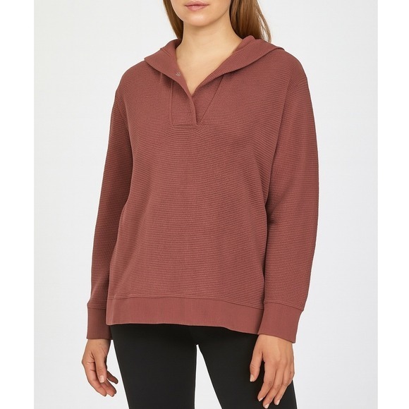 Athleta Tops - Athleta Coaster Luxe Waffle Hoodie Top, Tawny Rose Size XXS